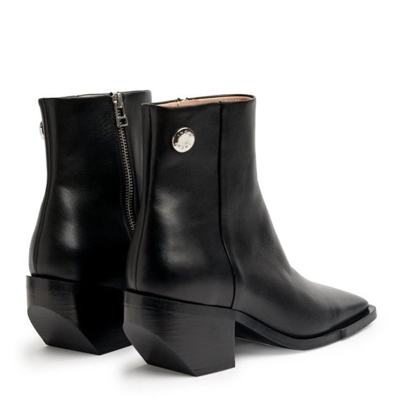 Black Leather Ankle Boot Size 10 (41) - Picture 1 of 7